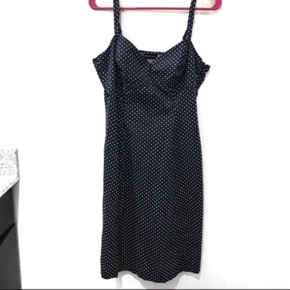 Blue White Midi Polka Dot Sleeveless Summer Dress